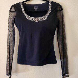 I.N.C. Holiday top - black with silver sequin trim